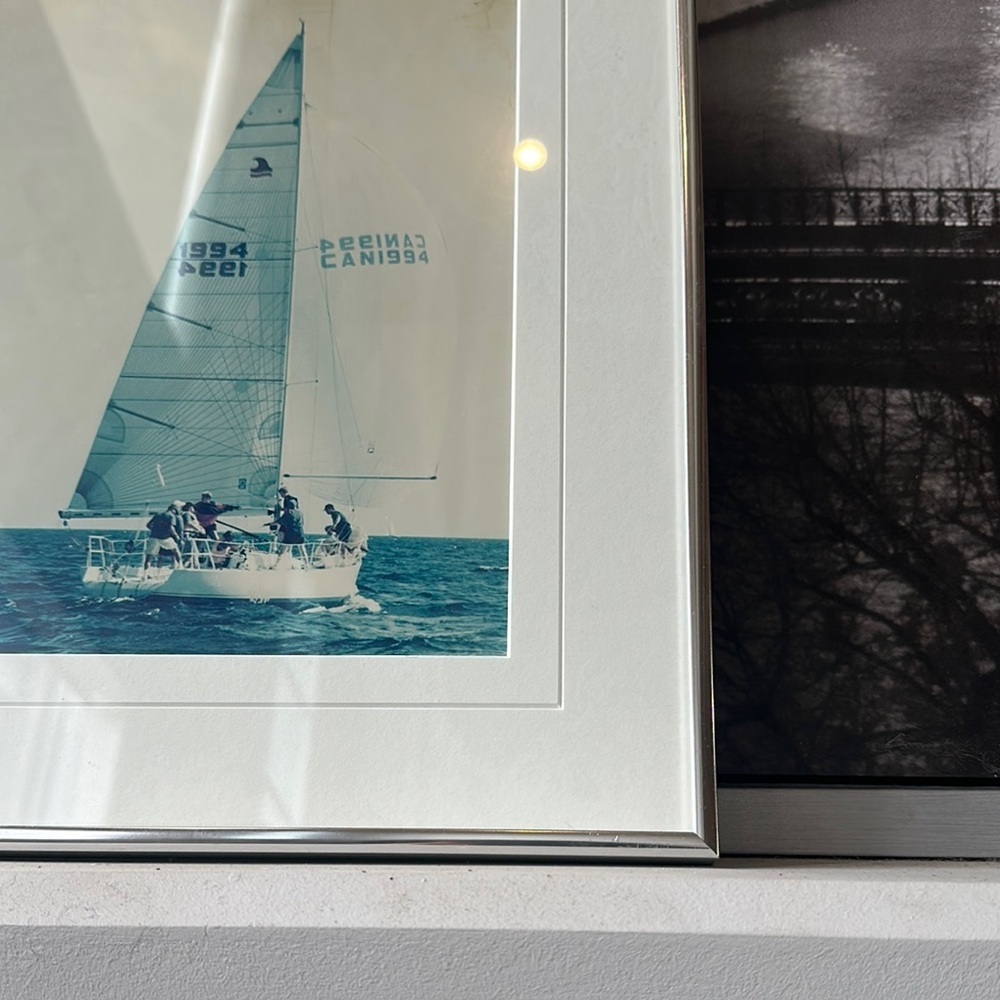 Vintage Blue Nautical Sailboat Photography Art In Silver Frame - Picture 5 of 17